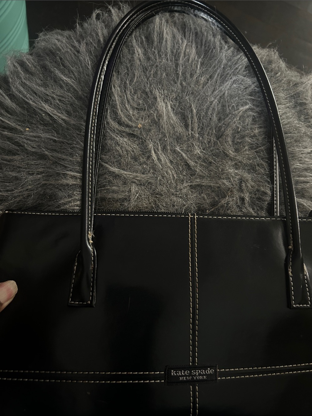 kate spade Black Leather Tote with Contrast Stitching - Picture 3 of 4